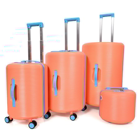 طقم شنط سفر مورانو 4 قطع بتصميم دائري جديد لون اورنج برتقالي