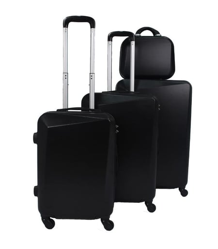 مورانو  طقم شنط سفر فايبر بسحاب توسعة 4 قطع أسود