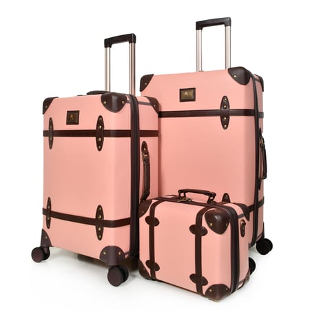 طقم شنط سفر كلاسيك جلد بلكامل مورانو اربع قطع بني وردي