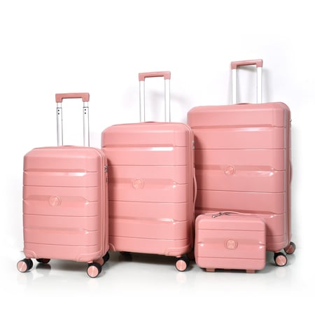 مورانو شنط سغر غير قابلة للكسر من بولي بروبلين pp عالية الجودة 4 قطع وردي