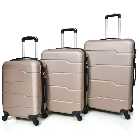 طقم  شنط سفر فايبر مورانو ثلاث قطع لون ذهب