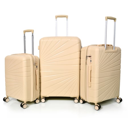 طقم شنط سفر مورانو 3 قطع PP  بولي بروبلين غير قابلة للكسر بيجي