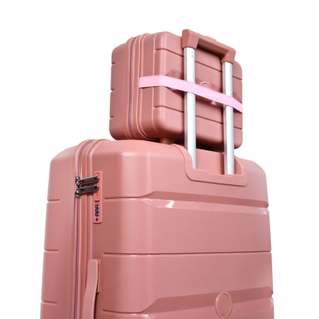 مورانو شنط سغر غير قابلة للكسر من بولي بروبلين pp عالية الجودة 4 قطع وردي