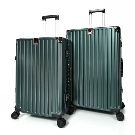 مورانو طقم شنط سفر الومنيوم ثلاثة قطع تصميم أنيق ومتين اخضر زيتي