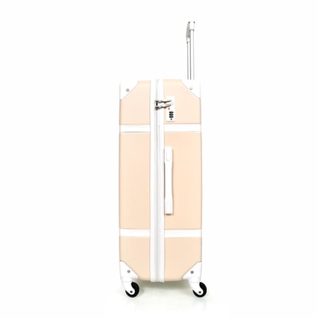 مورانو طقم شنط سفر كلاسيك من 5 قطع فايبر و جلد بيج و ابيض