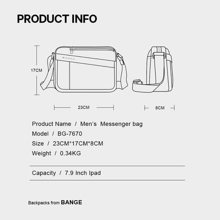 شنطة بانج كروس للرجال مقاومة للماء وبسيطة للأعمال اسود ورمادي