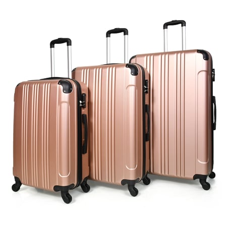 مورانو طقم شنط سفر فايبر أربع قطع روز جولد