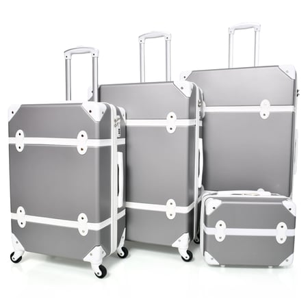 طقم شنط سفر كلاسيك مورانو من7 قطع فايبر و جلد فاخر رمادي