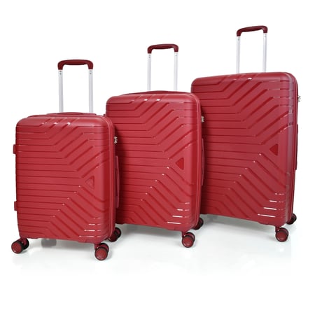 طقم شنط سفر مورانو مصنوع من البولي بروبلين 3 قطع احمر غامق