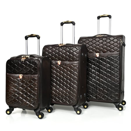 مورانو طقم شنطة سفر جلد ثلاث قطع كوفي