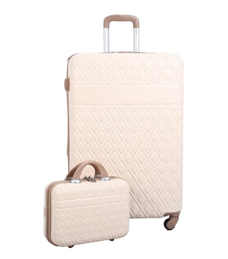 مورانو طقم شنط سفر فايبر من 4 قطع منقوش يج مع بني فاتح