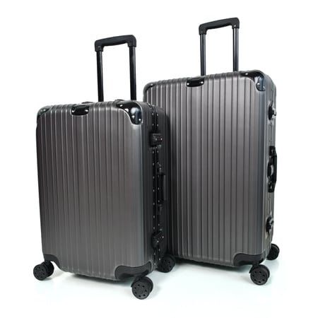 طقم شنط سفر الومنيوم مورانو ثلاثة قطع تصميم أنيق ومتين رمادي