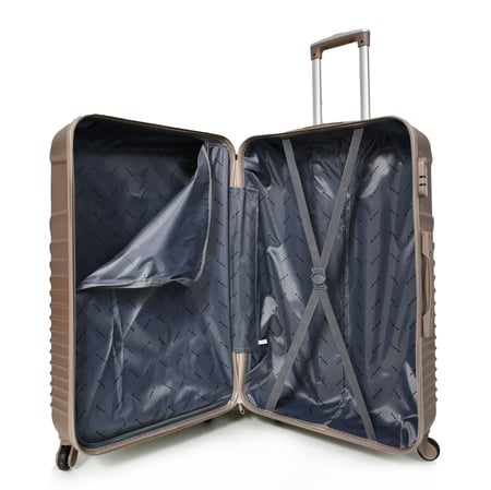 مورانو طقم شنط سفر  فايبر  ثلاث قطع مع شنطة مكياج  بتصميم دوائر ذهبي