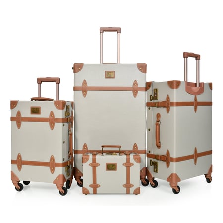 مورانو طقم شنط سفر كلاسيك جلد اربع قطع رمادي