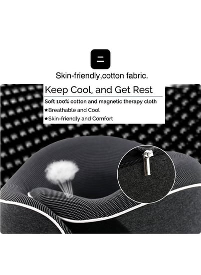 وسادة سفر للرقبة للنوم مصنوعة من الميموري فوم النقي + هدية ماسك نوم رمادي