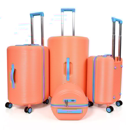 طقم شنط سفر مورانو 4 قطع بتصميم دائري جديد لون اورنج برتقالي