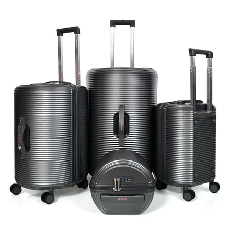 طقم شنط سفر مورانو 4 قطع بتصميم أسطواني جديد رمادي