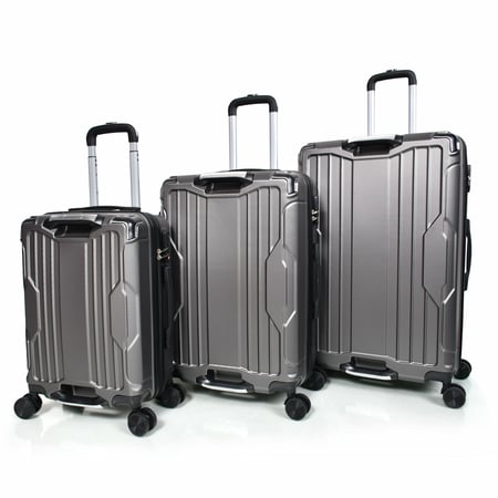 طقم شنط سفر مورانو فايبر بتصميم معينات احادية قوية 3 قطع رمادي