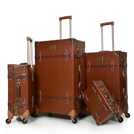 مورانو طقم شنط سفر كلاسيك جلد بلكامل اربع قطع بني