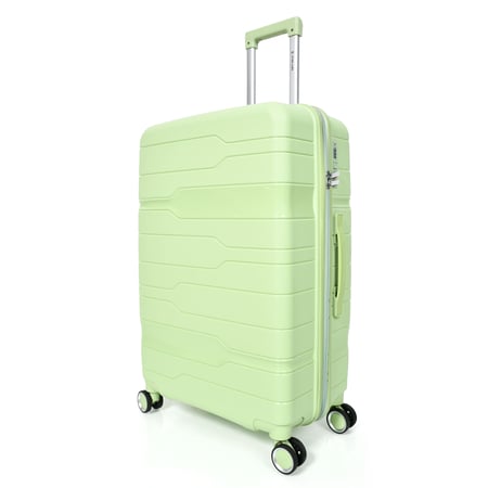 طقم حقائب سفر من مورانو من البولي بروبلين من 3 قطع و 4 عجلات دوارة مع قفل مدمج نوع TSA لون تفاحي