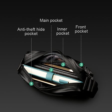 شنطة بانج كروس للرجال مقاومة للماء وبسيطة للأعمال اسود ورمادي