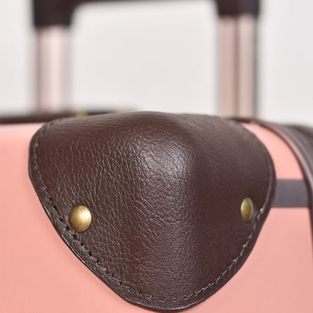 طقم شنط سفر كلاسيك جلد بلكامل مورانو اربع قطع بني وردي