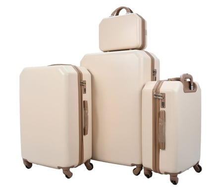 طقم حقائب من مورانو عصري ومناسب لجميع رحلاتك وتنقلاتك براحه وسهوله مكونه من 4 قطع وحقيبة عنايه شخصيه, لون بيج كاكي