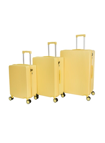 مورانو طقم شنط سفر فايبر pp الصلابة من 3 قطع مخطط بارز اصفر