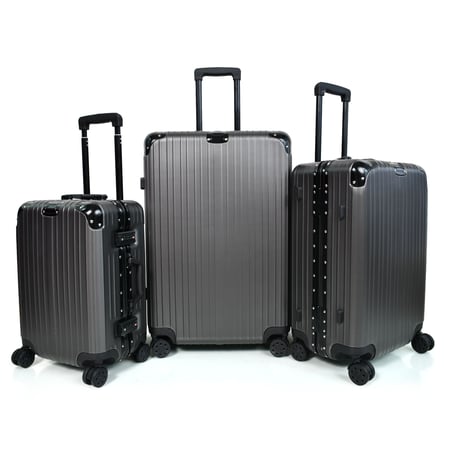 طقم شنط سفر الومنيوم مورانو ثلاثة قطع تصميم أنيق ومتين رمادي