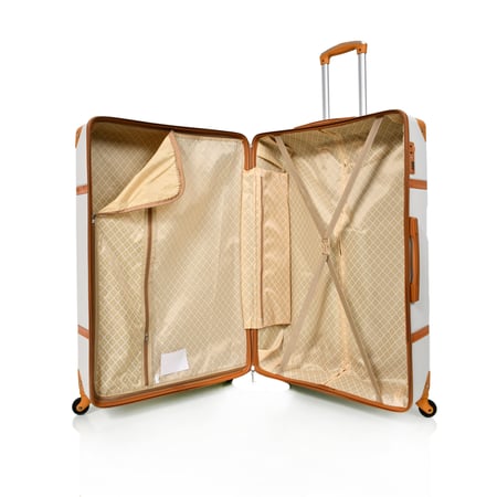 طقم شنط سفر كلاسيك مورانو من7 قطع فايبر و جلد فاخر أبيض