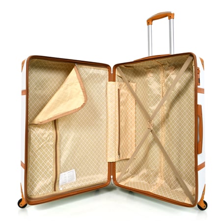 مورانو طقم شنط سفر كلاسيك من 5 قطع فايبر و جلد ابيض و بني