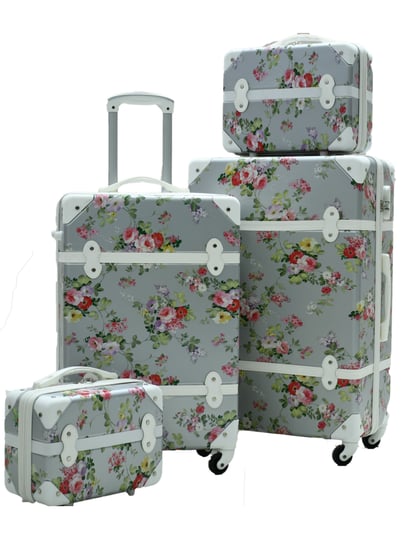 شنط سفر كلاسيك من مورانو من 5 قطع مبطن جلد رمادي