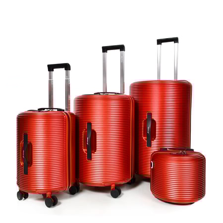 طقم شنط سفر مورانو 4 قطع بتصميم أسطواني جديد أحمر