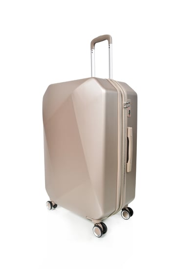 طقم شنط سفر مورانو فايبر بتصميم معين هندسي مكون من 4 قطع ذهبي