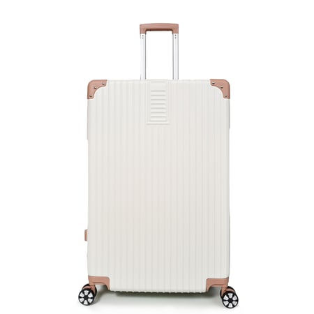 مورانو طقم شنط سفر من الفايبر المضادة للصدمات خفيفة الوزن 3 قطع روز و ابيض