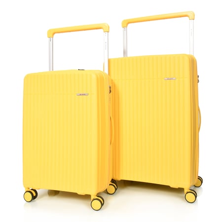 مورانو شنط سفر 3 حقائب لون اصفر ضد الكسر مصنوع من البولي بروبلين PP