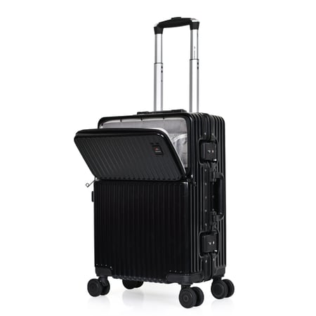 مورانو شنط سفر الومنيوم 20 أنش كبينة الطائرة أسود