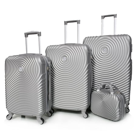 مورانو طقم شنط سفر  فايبر  ثلاث قطع مع شنطة مكياج  بتصميم دوائر سلفر