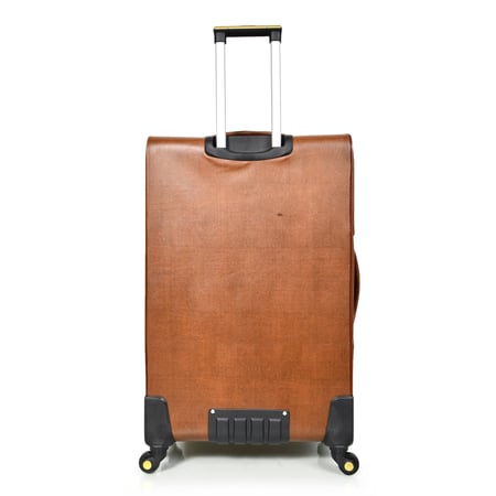 مورانو طقم شنطة سفر جلد كلاسيك سادة اربع قطع بني فاتح