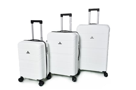 طقم شنط سفر من ستار لاين PP بولي بروبلين المضادة للكسر 3 قطع أبيض