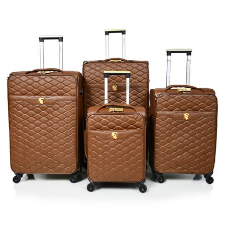 شنطة سفر جلد فاخر من مورانو مقاس 32 أنش بني محروق طقم اريع قطع