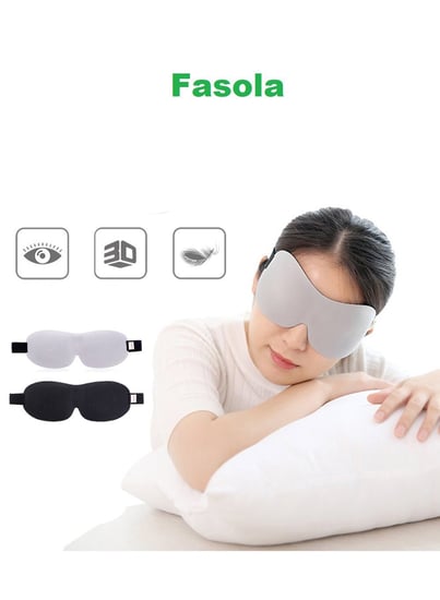 قناع نوم ليلي غطاء للعين من فاسولا بحزام قابل للتعديل اسود