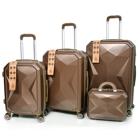 طقم شنط سفر من مورانو 4 قطع مع شنط مكياج بتصميم هندسي عصري