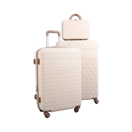 مورانو طقم شنط سفر فايبر من 4 قطع منقوش يج مع بني فاتح