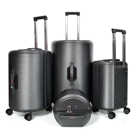 طقم شنط سفر مورانو 4 قطع بتصميم أسطواني جديد رمادي