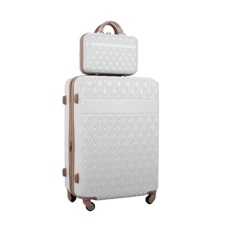 مورانو طقم شنط سفر فايبر من 4 قطع منقوش ابيض كاكي