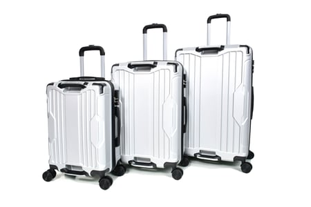 طقم شنط سفر مورانو فايبر بتصميم معينات احادية قوية 3 قطع سلفر