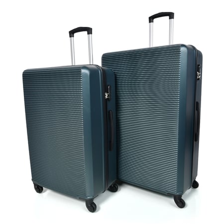 مورانو طقم شنط سفر 4 قطع فايبر بشكل مموج حديث الطراز اخضر غامق