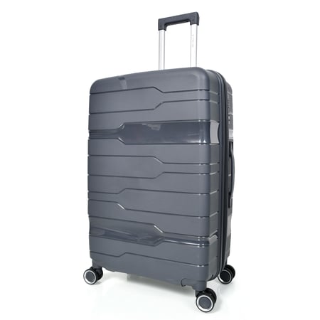 طقم حقائب سفر من مورانو من البولي بروبلين من 3 قطع و 4 عجلات دوارة مع قفل مدمج نوع TSA لون رمادي
