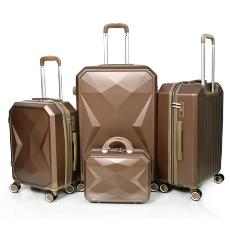 طقم شنط سفر من مورانو 4 قطع مع شنط مكياج بتصميم هندسي عصري